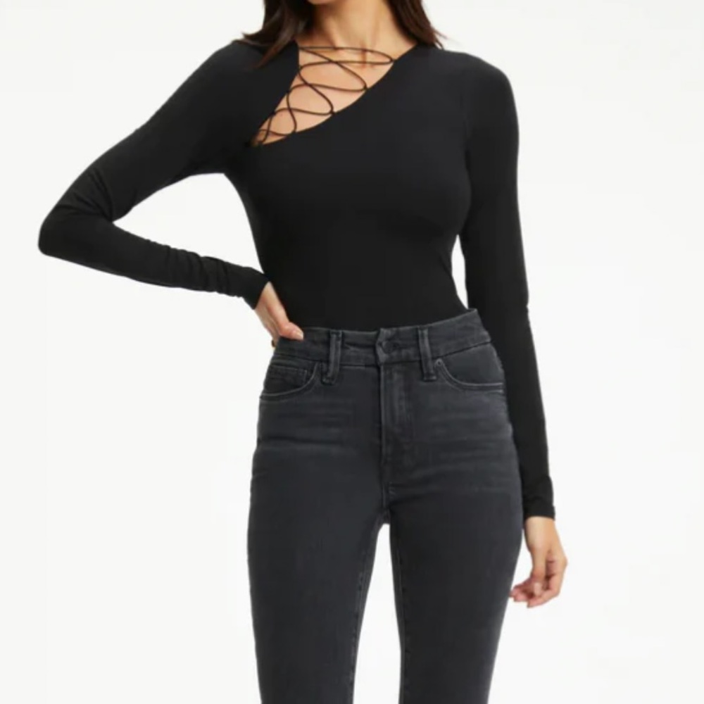 🆕 Good American Good Touch Shoulder Lace Bodysuit